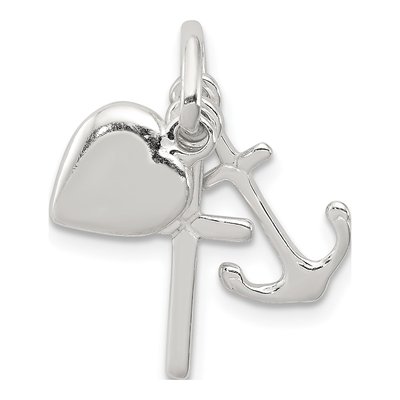 Sterling Silver Anchor Heart Pendant
