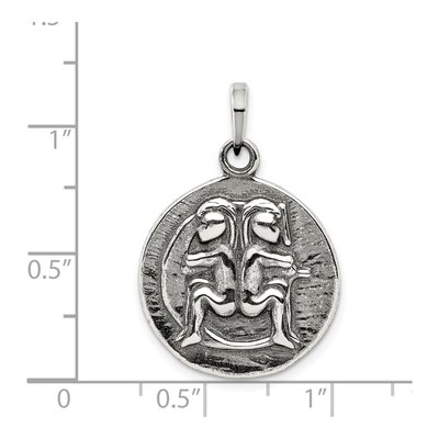 Sterling Silver Gemini Zodiac Pendant – view 4