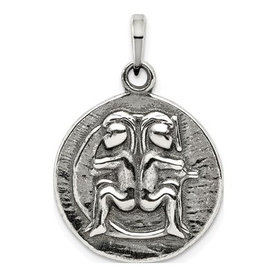 Sterling Silver Gemini Zodiac Pendant