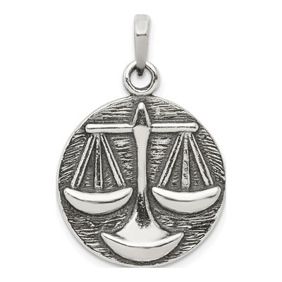 Sterling Silver Libra Zodiac Pendant