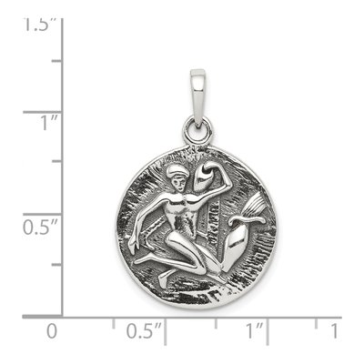 Sterling Silver Aquarius Zodiac Pendant – view 4