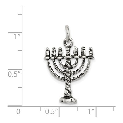 Sterling Silver Antiqued Menorah Charm – view 4