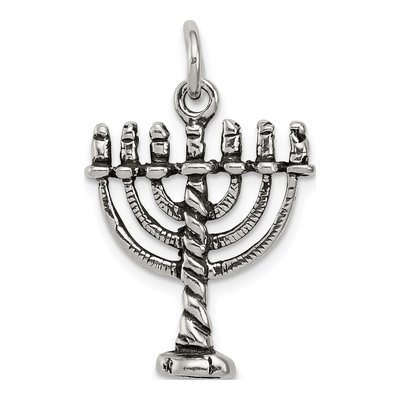 Sterling Silver Antiqued Menorah Charm