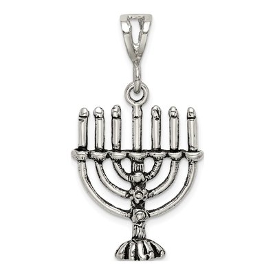 Sterling Silver Antiqued Menorah Charm – view 5