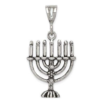 Sterling Silver Antiqued Menorah Charm