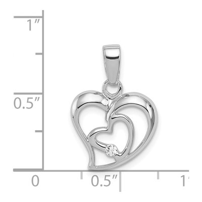Sterling Silver CZ Double Heart Pendant – view 5