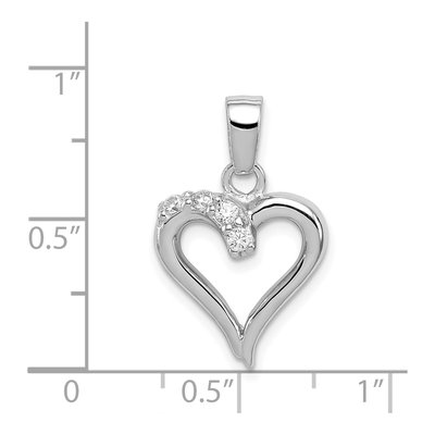 Sterling Silver CZ Heart Pendant – view 5