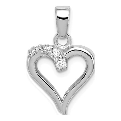 Sterling Silver CZ Heart Pendant