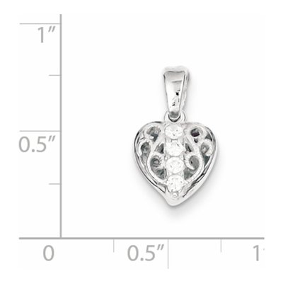 Sterling Silver CZ Heart Pendant – view 2