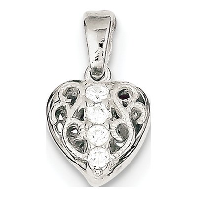 Sterling Silver CZ Heart Pendant