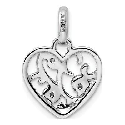 Sterling Silver CZ Heart Pendant – view 4