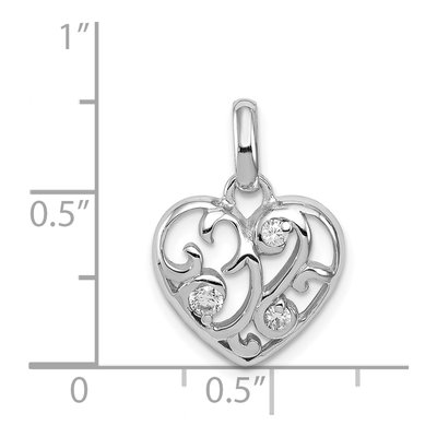 Sterling Silver CZ Heart Pendant – view 5