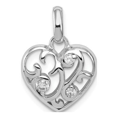 Sterling Silver CZ Heart Pendant
