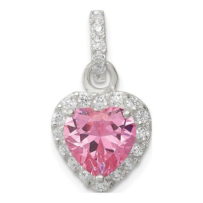 Sterling Silver CZ Clear Heart Pendant