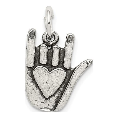 Sterling Silver Sign Language Pendant