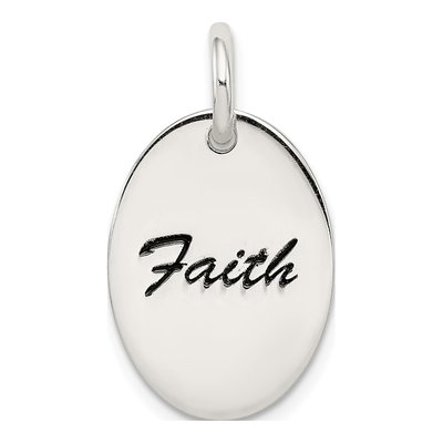 Sterling Silver Enamel Faith Pendant