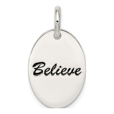 Sterling Silver Enamel 'believe' Pendant