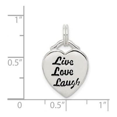Sterling Silver LIVE Laugh LOVE Heart Pendant – view 5