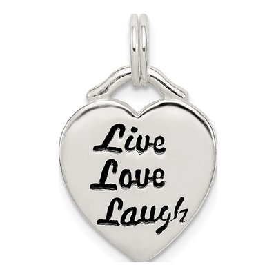 Sterling Silver LIVE Laugh LOVE Heart Pendant