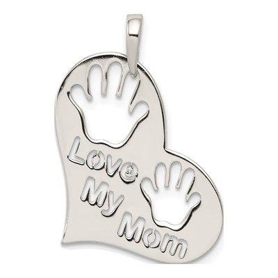 Sterling Silver 'love My Mom' Heart Pendant