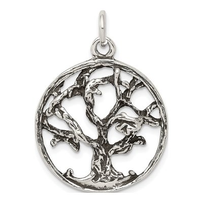 Sterling Silver Antiqued Tree Pendant
