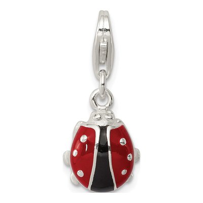 Sterling Silver Enameled Ladybug for Kids Charm