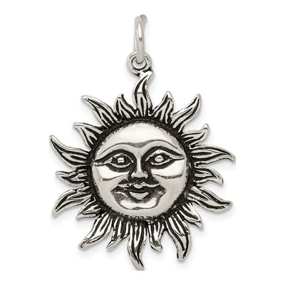 Sterling Silver Antiqued Sun Pendant