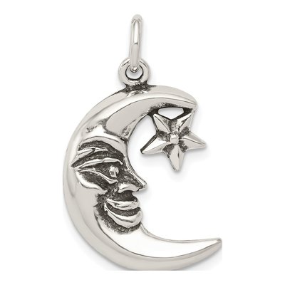Sterling Silver Antiqued Moon Charm