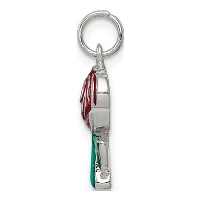 Sterling Silver Green Red Enamel Charm – view 3