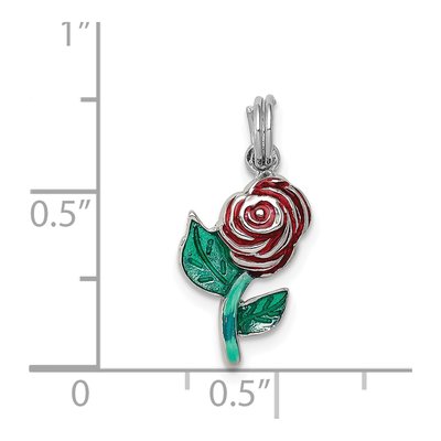 Sterling Silver Green Red Enamel Charm – view 4