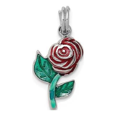 Sterling Silver Green Red Enamel Charm