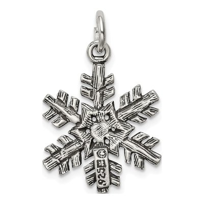 Sterling Silver Antiqued Snowflake Charm – view 5