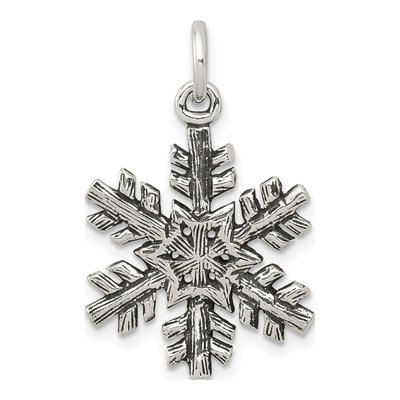Sterling Silver Antiqued Snowflake Charm