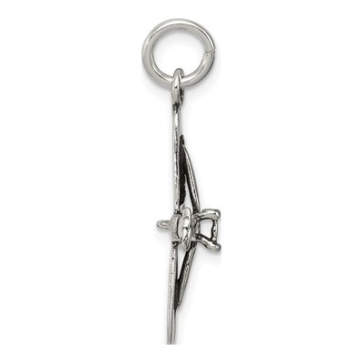 Sterling Silver Antiqued 3D Airplane Charm – view 3