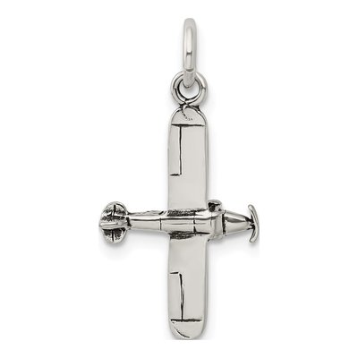 Sterling Silver Antiqued 3D Airplane Charm – view 4