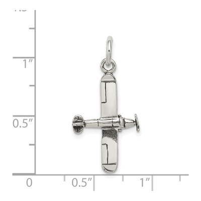Sterling Silver Antiqued 3D Airplane Charm – view 5