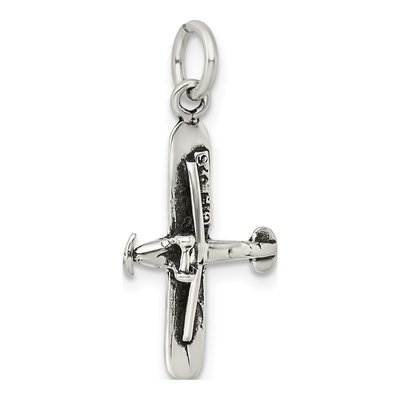 Sterling Silver Antiqued 3D Airplane Charm – view 6