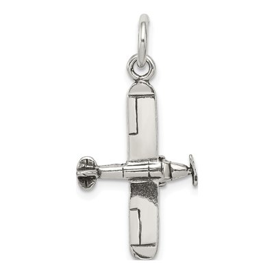 Sterling Silver Antiqued 3D Airplane Charm