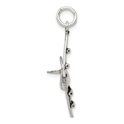 Sterling Silver Antiqued 3D Airplane Charm – view 3