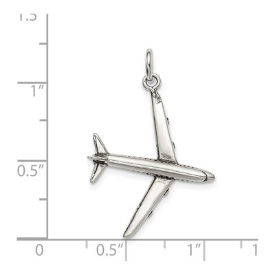 Sterling Silver Antiqued 3D Airplane Charm – view 4