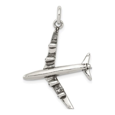 Sterling Silver Antiqued 3D Airplane Charm – view 5