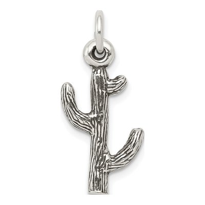 Sterling Silver Antiqued Cactus Pendant