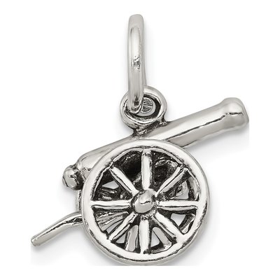 Sterling Silver Antiqued 3D Cannon Charm