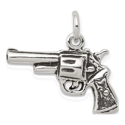 Sterling Silver Antiqued Pistol Pendant