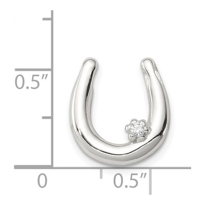 Sterling Silver CZ Horseshoe Pendant – view 4