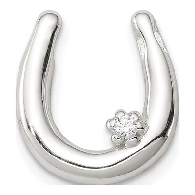 Sterling Silver CZ Horseshoe Pendant