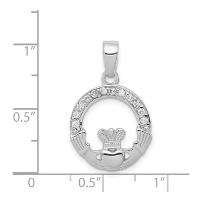 Sterling Silver CZ Claddagh Pendant – view 5