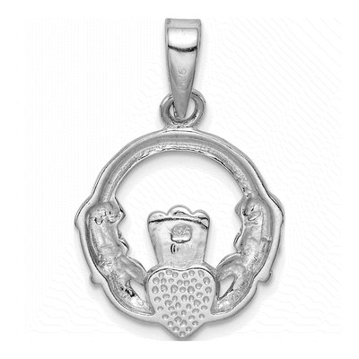 Sterling Silver Lab-Created Opal Claddagh Pendant – view 5