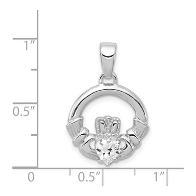 Sterling Silver CZ Claddagh Pendant – view 4