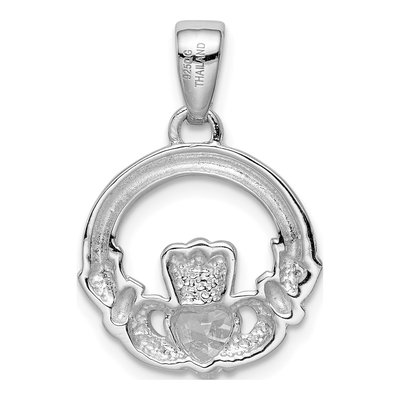 Sterling Silver CZ Claddagh Pendant – view 5